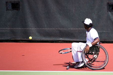 Wheel Chair Tennis for Disabled Persons (Men)の写真素材