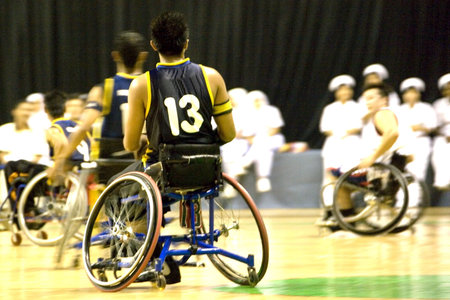 Wheel Chair Basketball for Disabled Persons (Men)の写真素材
