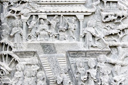 Chinese Temple Bass-Reliefの写真素材