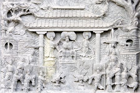 Chinese Temple Bass-Reliefの写真素材
