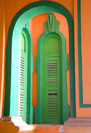 Windows of a Colonial Bungalowの写真素材