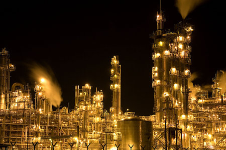 Oil Refinery at Night