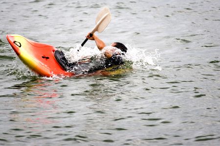 Image of a Kayak enthusiast in action.の写真素材