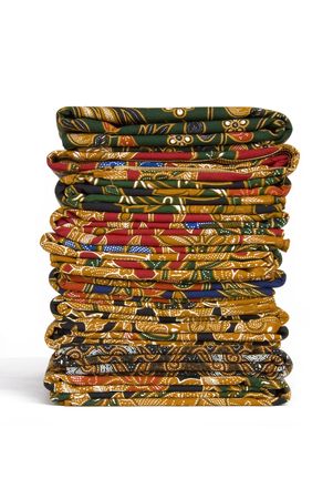 Isolated image of a stack of Batik Sarongs.の写真素材