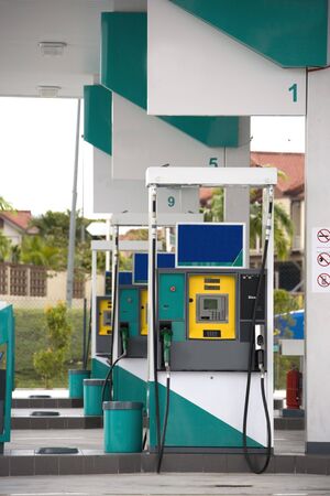 Image of a petrol and diesel pumps.の写真素材