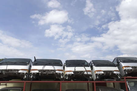 Image of half cut trucks at a junkyard.の写真素材