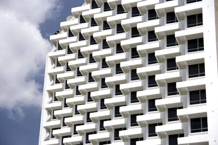 The symmetry of many apartment balconies.の写真素材