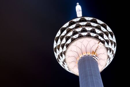 Night image of the Kuala Lumpur Tower located in Malaysia. のeditorial素材