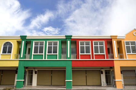 Image of a row of new colouful shop houses.の写真素材
