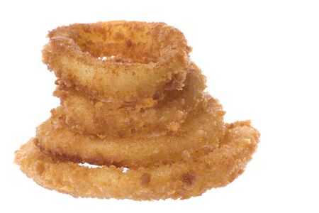 Isolated macro image of fried onion rings.の写真素材