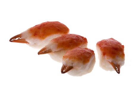 Isolated macro image of artificial crab claws.の写真素材