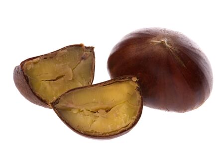 Isolated macro image of chestnuts.の写真素材