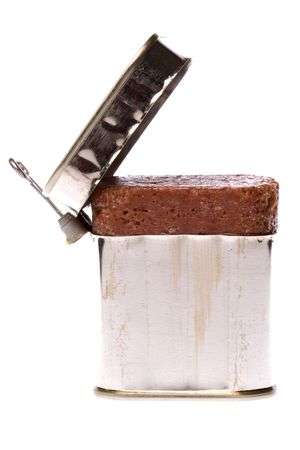 Isolated image of a can of corned beef.の写真素材