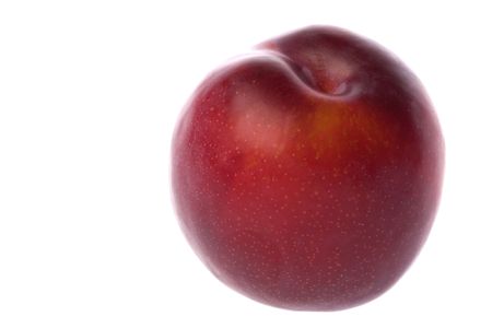 Isolated macro image of a red plum.の写真素材
