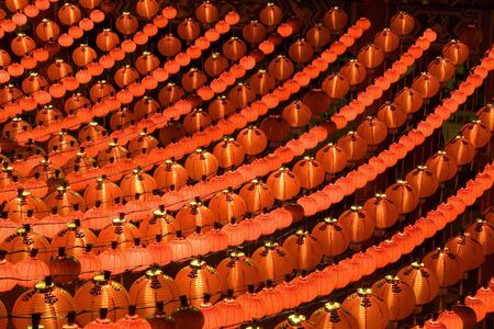 Image of red lanterns at a Chinese temple in Malaysia.の写真素材