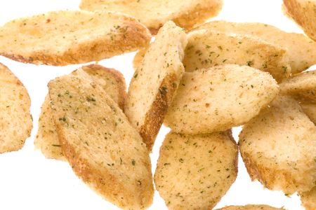 Isolated macro image of garlic toasts.の写真素材