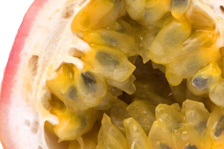 Isolatedmacro image of a sliced Passion Fruit.の写真素材