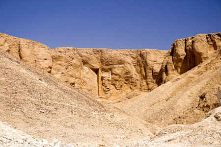Image of geological formation at the Valley of the Kings, Egypt.