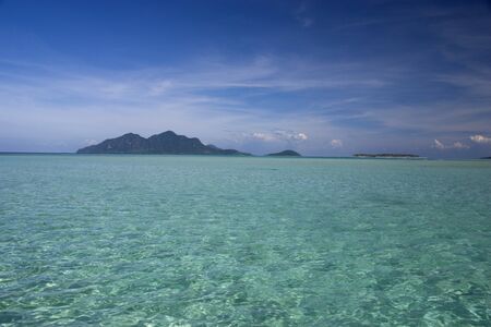 Image of the open sea and beautiful tropical islands in remote Malaysian waters.の写真素材