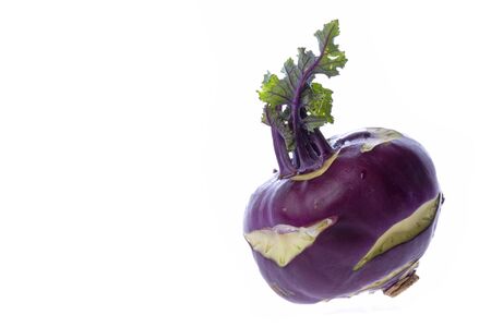 Isolated macro image of a purple kohlrabi.の写真素材