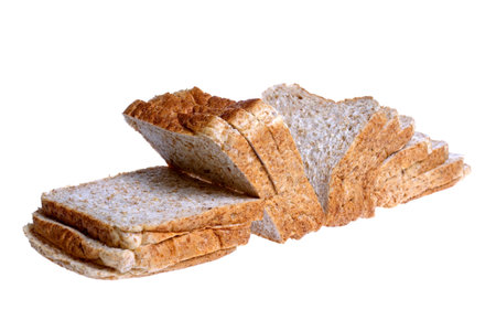 Isolated image of wholemeal sliced loaf of bread.