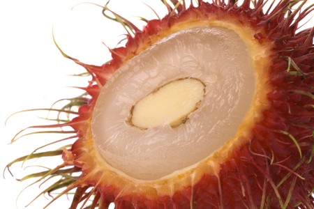 Isolated macro image of a rambutan.の写真素材