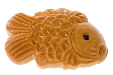Isolated image of a fish shaped Chinese Moon Cake.の写真素材