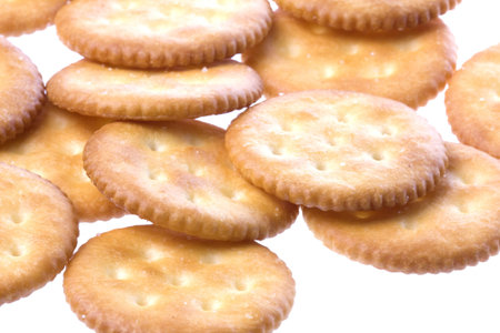 Isolated image of cheese cracker biscuits.