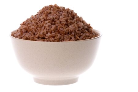 Isolated image of steamed high fibre red rice.の写真素材