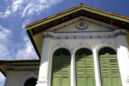Old residential building known as the Syed Alatas Mansion located at UNESCO's World Heritage site of Georgetown, Penang, Malaysia. The architecture of this building shows some islamic influence.の写真素材