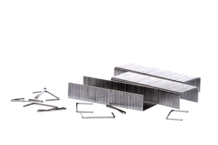 Isolated macro image of metal staples.の写真素材