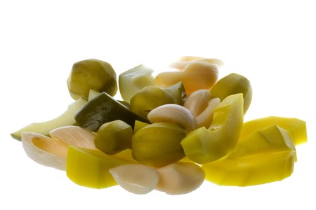 Isolated image of mixed fruit pickles.の写真素材