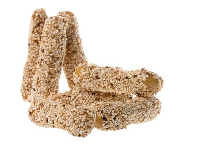 Isolated image of sesame crackers.の写真素材