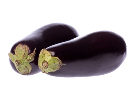 Isolated image of fresh aubergines.の写真素材