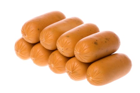 Isolated image of chicken sausages (chicken pizza cocktail).の写真素材