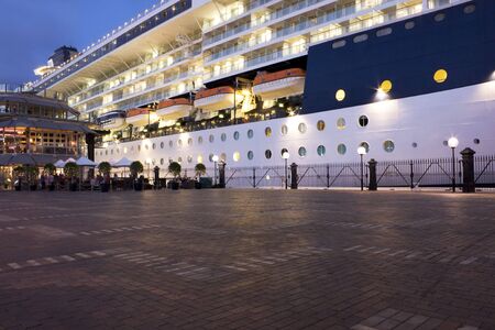 Image of a large ship docked の写真素材