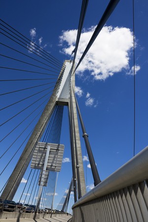 Image of Anzac Bridge in Sydney, Australia. This is the longest cable-stayed bridge in Australia and one of the longest in the world.のeditorial素材