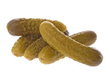 Isolated macro image of pickled gherkins.の写真素材