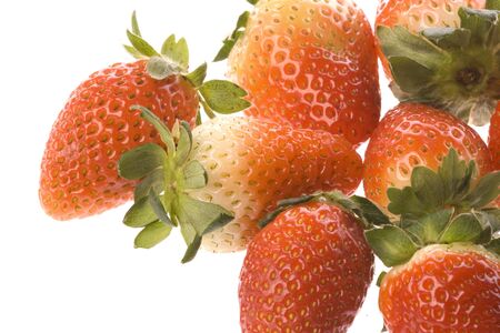 Isolated macro image of strawberries.の写真素材