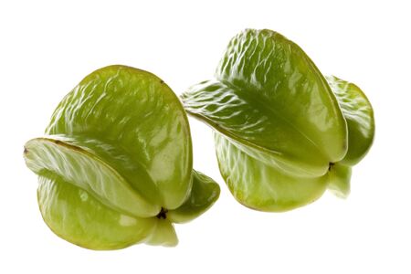 Isolated macro image of carambola or commonly known as star fruits.の写真素材
