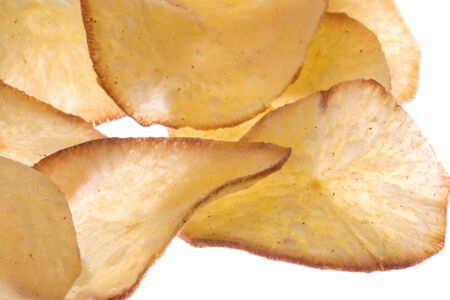 Isolated macro image of fried tapioca slice.の写真素材