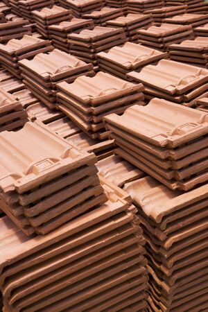 Image of Sri Lankan handmade roof tiles.の写真素材