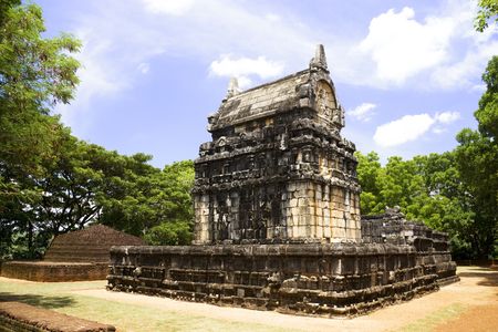 Image of the ancient Nallanda Gedige at Matale, Sri Lanka. Built between the 8th and 10th century, this pagoda is located right in the centre of the island of Sri Lanka.の写真素材