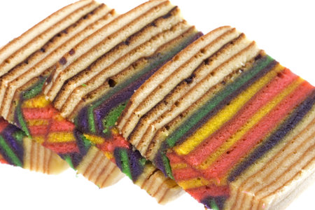Isolated image of colorful layered cake.