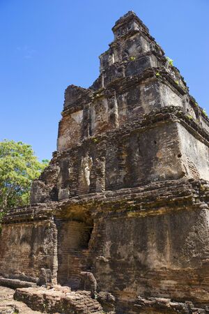 Image of UNESCO's World Heritage Site of Satmahal Prasada located at Polonnaruwa, Sri Lanka. Facts are unclear but it is thought that this building is a rare kind of stupa built by King Parakramabahu (1153-1186).の写真素材