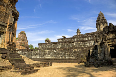 Image of UNESCO's World Heritage Site of Preah Ko, located at Siem Reap, Cambodia.の写真素材