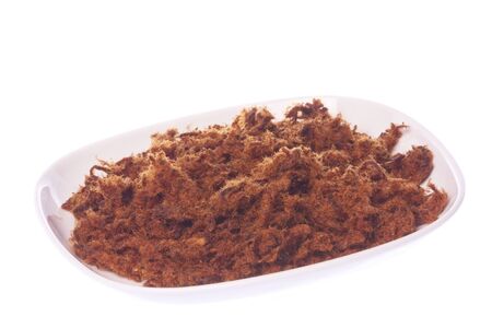 Isolated image of spicy Indonesian beef floss. or Serunding as it is known in Indonesia.の写真素材