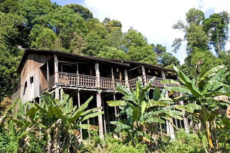 Image of a traditional native house, located in Sarawak, Malaysia.の写真素材