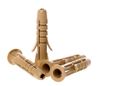 Isolated macro image of plastic wall plugs.の写真素材