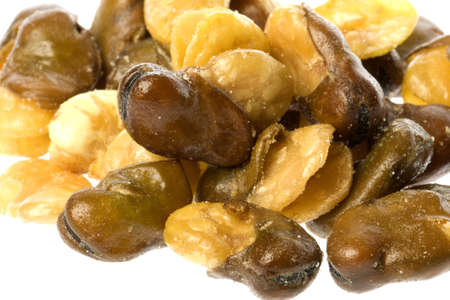 Isolated macro image of salted broad beans.の写真素材